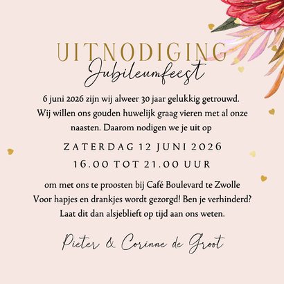 Stijlvolle jubileumkaart 30 jaar getrouwd ballonnen goud 3