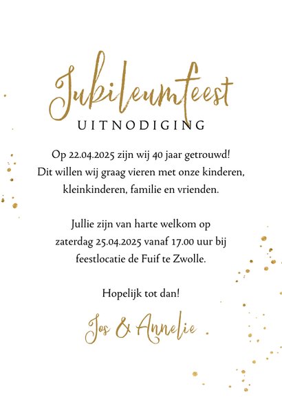 Stijlvolle jubileumkaart 40 jaar getrouwd hout goud 3