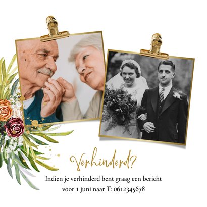 Stijlvolle jubileumkaart 50jaar getrouwd wegwijzer botanisch 2