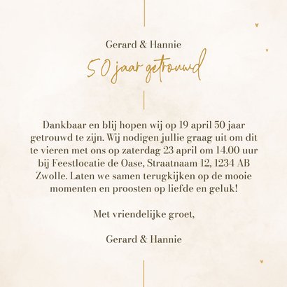 Stijlvolle jubileumkaart beige met gouden details 3