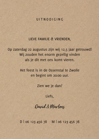 Stijlvolle jubileumkaart met foto's en Feest! 3