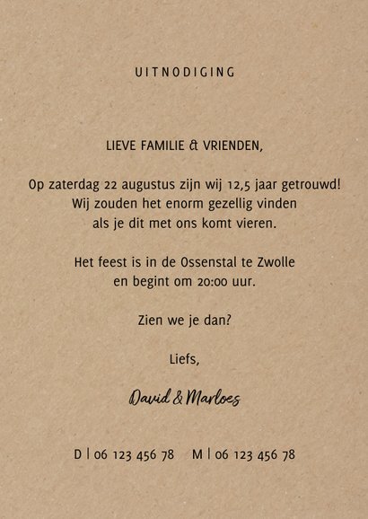 Stijlvolle jubileumkaart met foto's en Feest! 3
