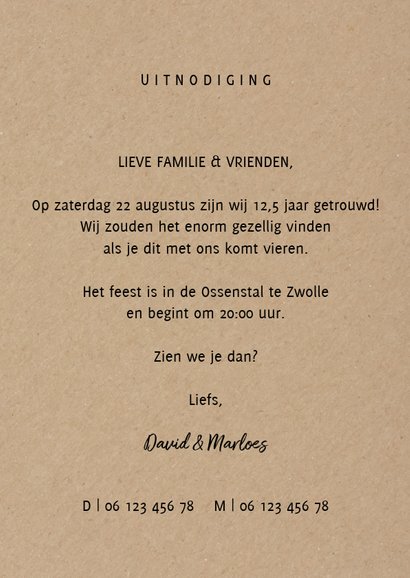 Stijlvolle jubileumkaart met foto's en Feest! 3