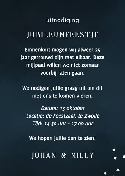 Stijlvolle jubileumkaart zilver 25 jaar getrouwd fotocollage 3