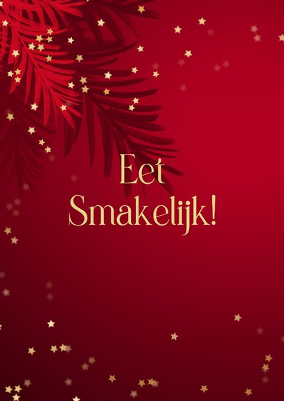 Stijlvolle kaart kerstmenu botanische bladeren sterren goud 2