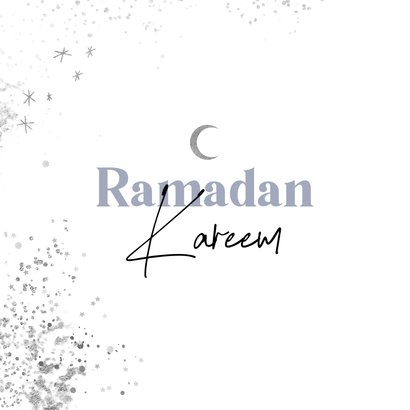 Stijlvolle kaart Ramadan Kareem maan zilver sterren patroon 2