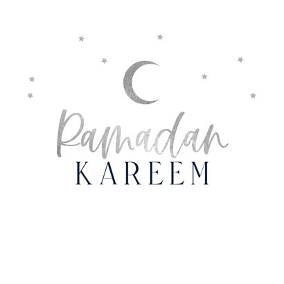 Stijlvolle kaart Ramadan Kareem zilveren stad maan sterren 2