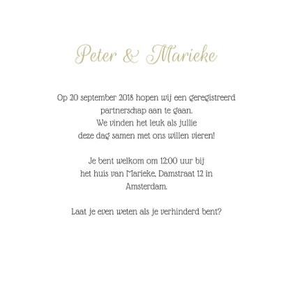 Stijlvolle kaart voor geregistreerd partnerschap met foto 3