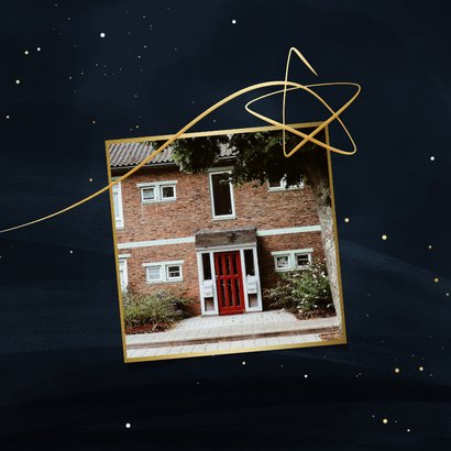 Stijlvolle kerst-verhuiskaart New Home met gouden ster 2