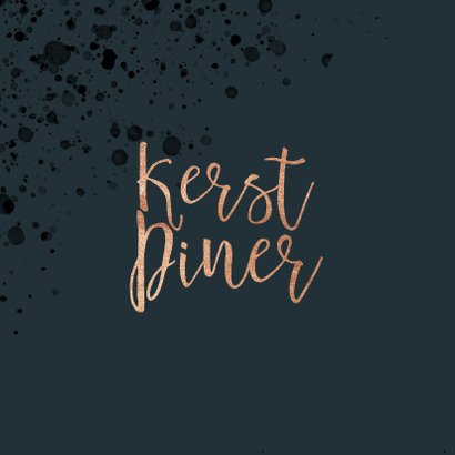 Stijlvolle kerstdiner uitnodiging met goudlook en spetters 2