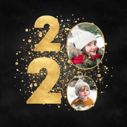 Stijlvolle kerstkaart 2020 gouden spetters fijne feestdagen 2
