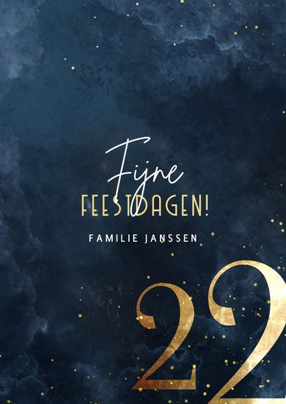 Stijlvolle kerstkaart 2022 goudlook met sparkles 3