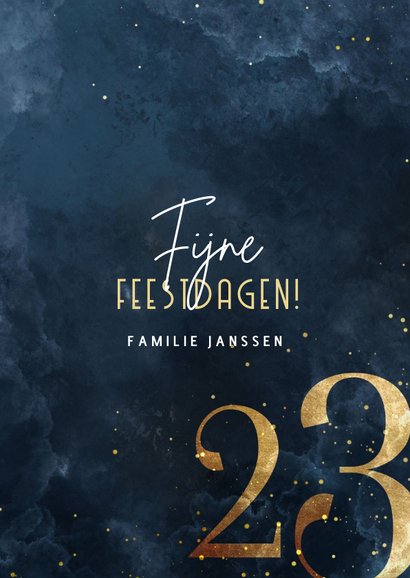 Stijlvolle kerstkaart 2023 goudlook met sparkles 3