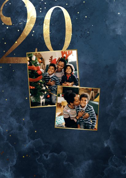 Stijlvolle kerstkaart 2026 goudlook met sparkles 2