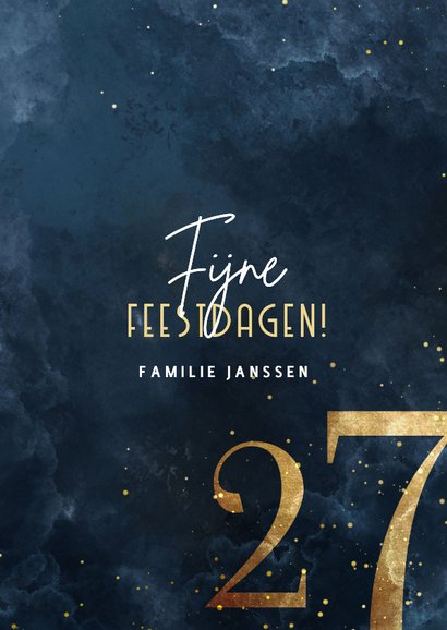 Stijlvolle kerstkaart 2027 goudlook met sparkles 3