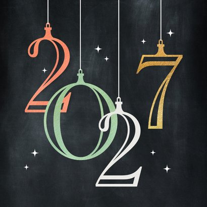Stijlvolle kerstkaart 2027 kerstballen 2