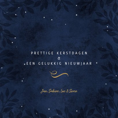 Stijlvolle kerstkaart donker blauw goud 3