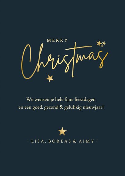 Stijlvolle kerstkaart donkerblauw goud - art deco stijl 3