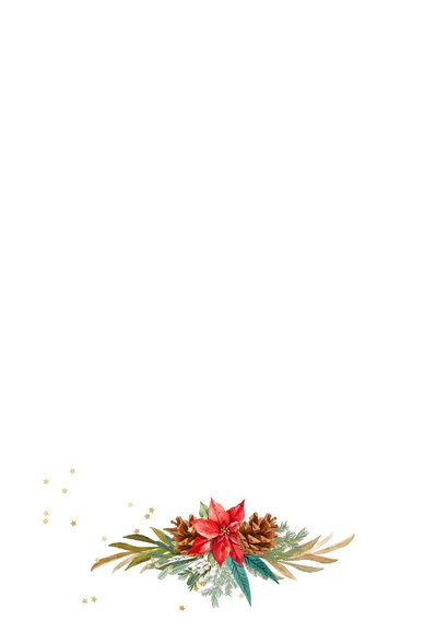 Stijlvolle kerstkaart fotocollage bladertakken watercolor Achterkant