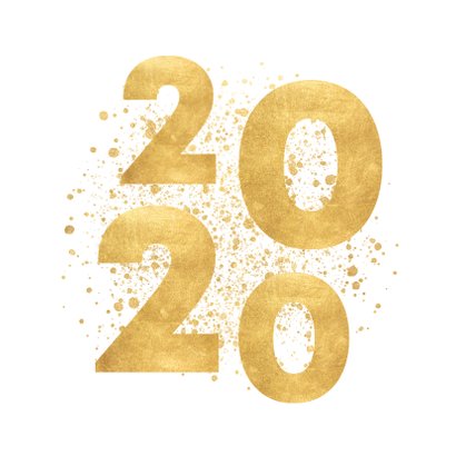 Stijlvolle kerstkaart gouden 2020, spetters Merry Christmas 2