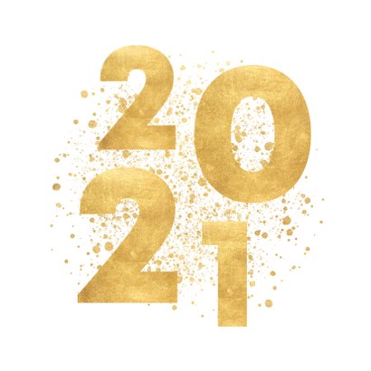 Stijlvolle kerstkaart gouden 2021, spetters Merry Christmas 2