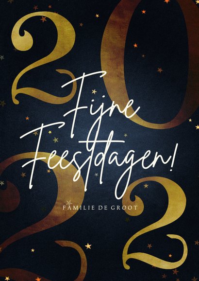 Stijlvolle kerstkaart gouden 2022 fijne | Kaartje2go