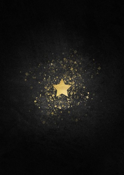 Stijlvolle kerstkaart gouden ster met foto Achterkant