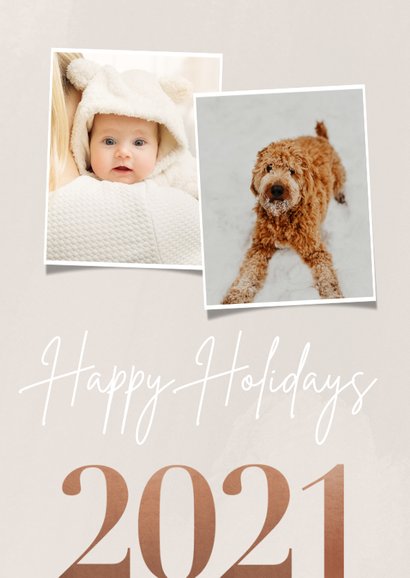 Stijlvolle kerstkaart jaartal 2021 foto's happy holidays 2