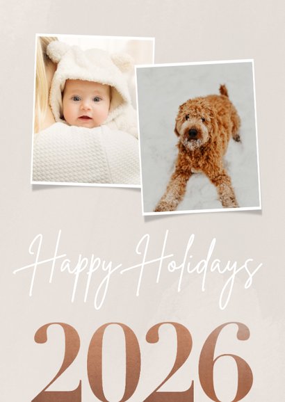 Stijlvolle kerstkaart jaartal 2026 foto's happy holidays 2