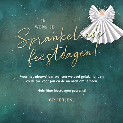 Stijlvolle kerstkaart licht & vrede met 2 lieve engeltjes 3