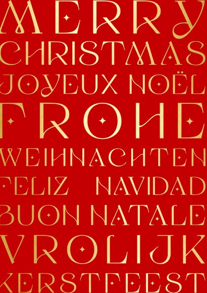 Stijlvolle kerstkaart met art deco typografie in talen 2