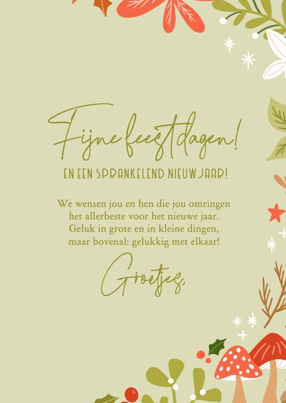 Stijlvolle kerstkaart met bloemen en bladeren 3