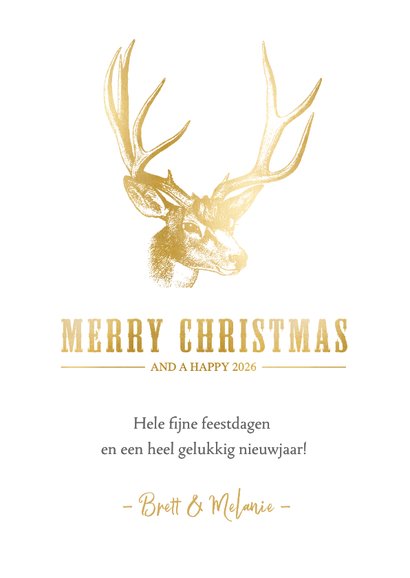 Stijlvolle kerstkaart met een gouden hert illustratie 3