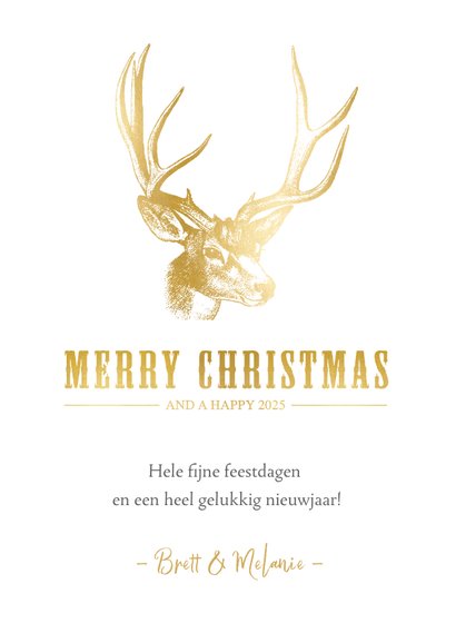 Stijlvolle kerstkaart met een gouden hert illustratie 3