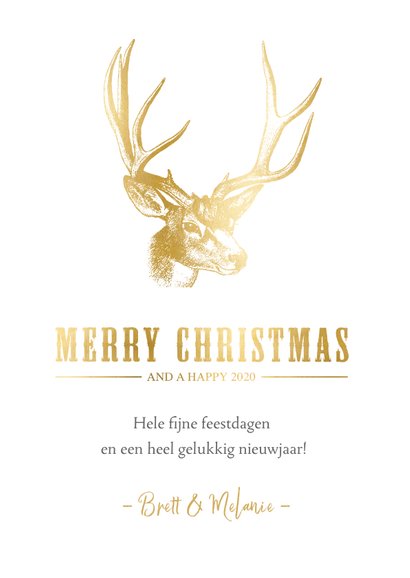 Stijlvolle kerstkaart met een gouden hert illustratie 3