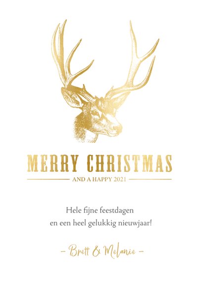 Stijlvolle kerstkaart met een gouden hert illustratie 3