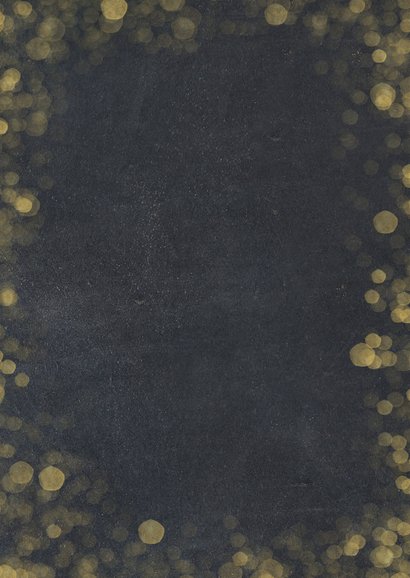 Stijlvolle kerstkaart met een krijtbord achtergrond en goud Achterkant