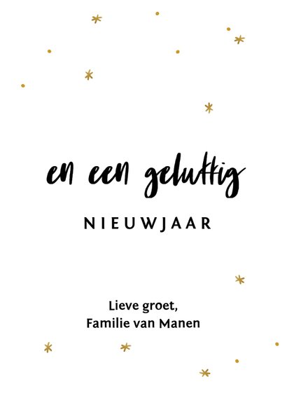 Stijlvolle kerstkaart met gouden krans en sterretjes 3
