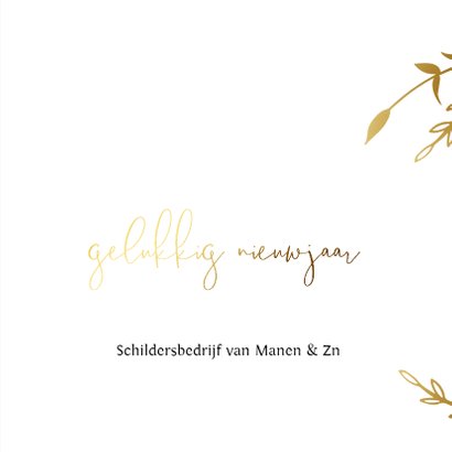 Stijlvolle kerstkaart met gouden takjes en tekst 3
