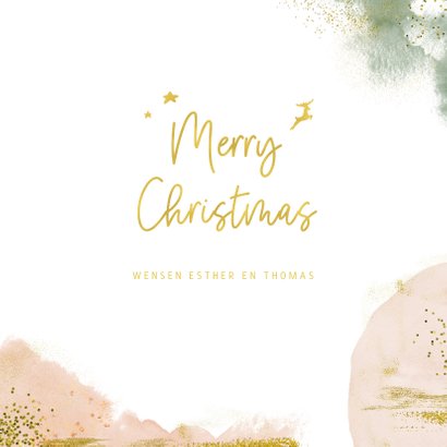 Stijlvolle kerstkaart met goudlook en waterverf 3