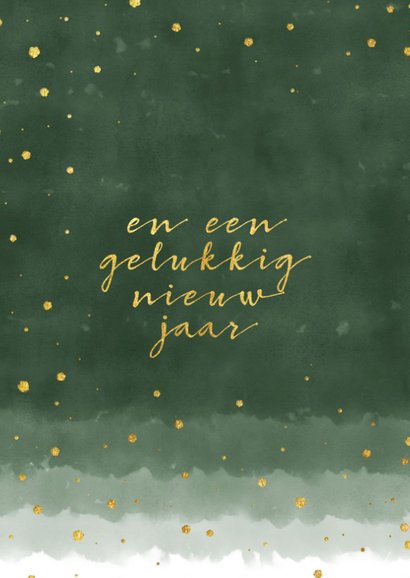Stijlvolle kerstkaart met groene waterverf en confetti 2