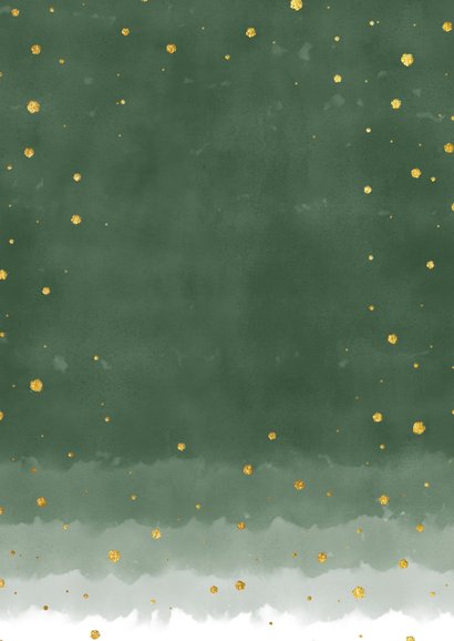 Stijlvolle kerstkaart met groene waterverf en confetti Achterkant