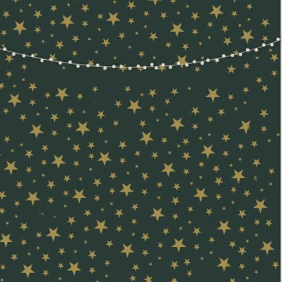 Stijlvolle kerstkaart met grote foto en gouden confetti 2