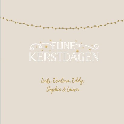 Stijlvolle kerstkaart met grote foto en gouden confetti 3