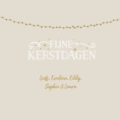 Stijlvolle kerstkaart met grote foto en gouden confetti 3