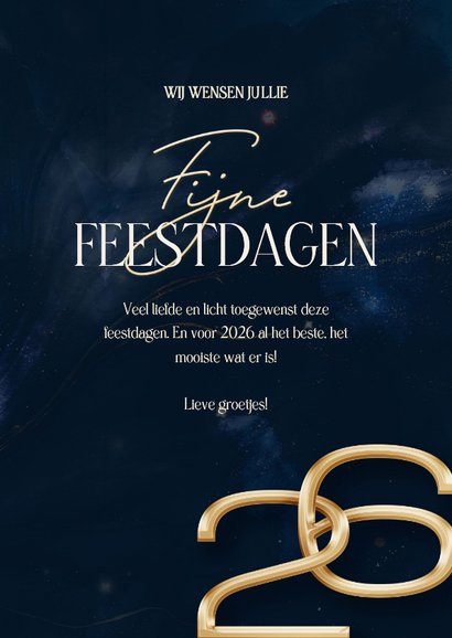 Stijlvolle kerstkaart met marmer swirl en groot jaartal 3