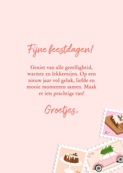Stijlvolle kerstkaart met postzegels 3