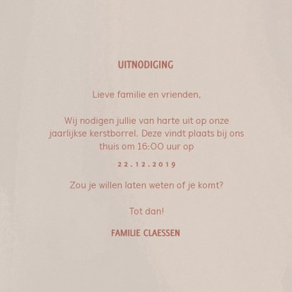 Stijlvolle kerstkaart met uitnodiging en foto's 3
