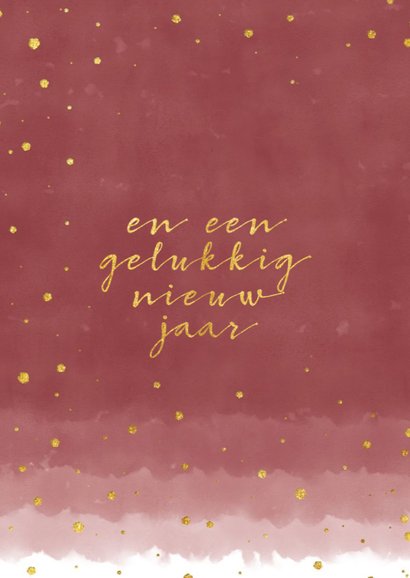Stijlvolle kerstkaart met waterverf en goudlook confetti 2