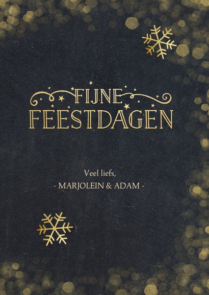 Stijlvolle kerstkaart met zwarte achtergrond en goudlook 3